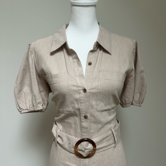 LC Lauren Conrad Beige Midi Dress - Picture 2 of 8